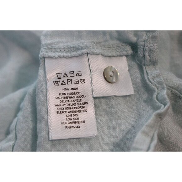 Tahari Blouse 2X 100% Linen Pastel Blue Pullover Beach Coastal Lagenlook Boho - Picture 11 of 11